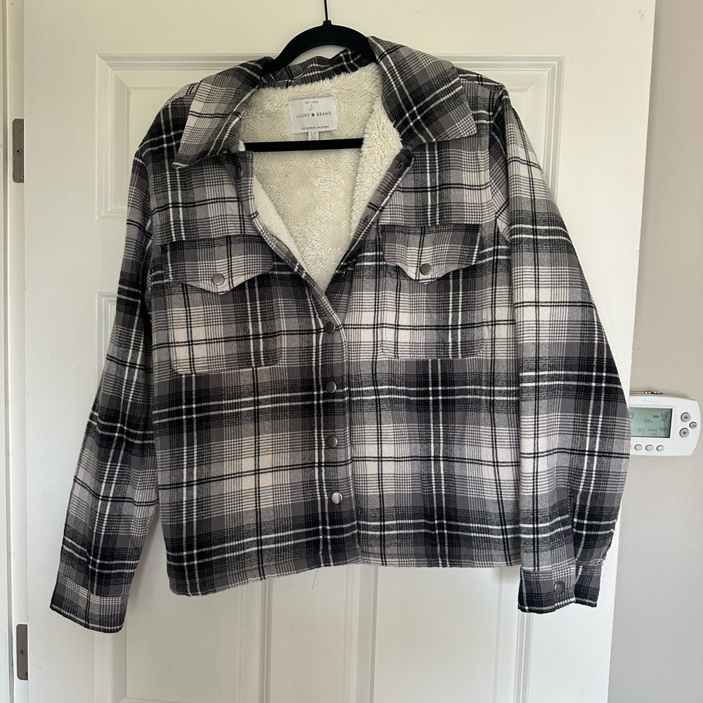Lucky Brand Black and White Checkered Utility Jacket